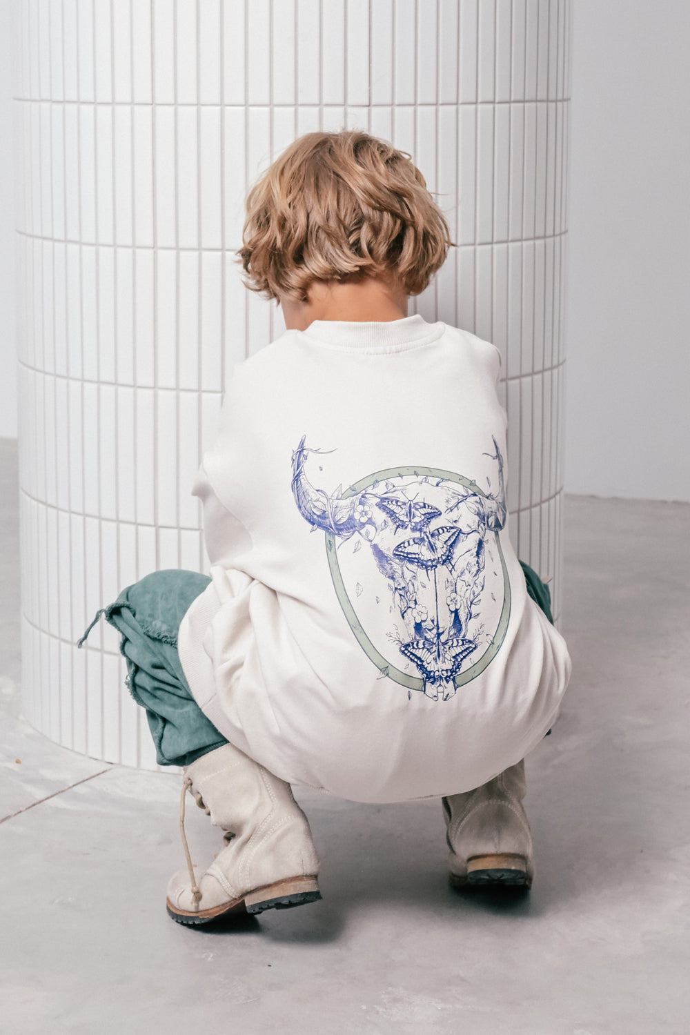 bluza dziecięca- VINTAGE MILK SWEATSHIRT milk/green