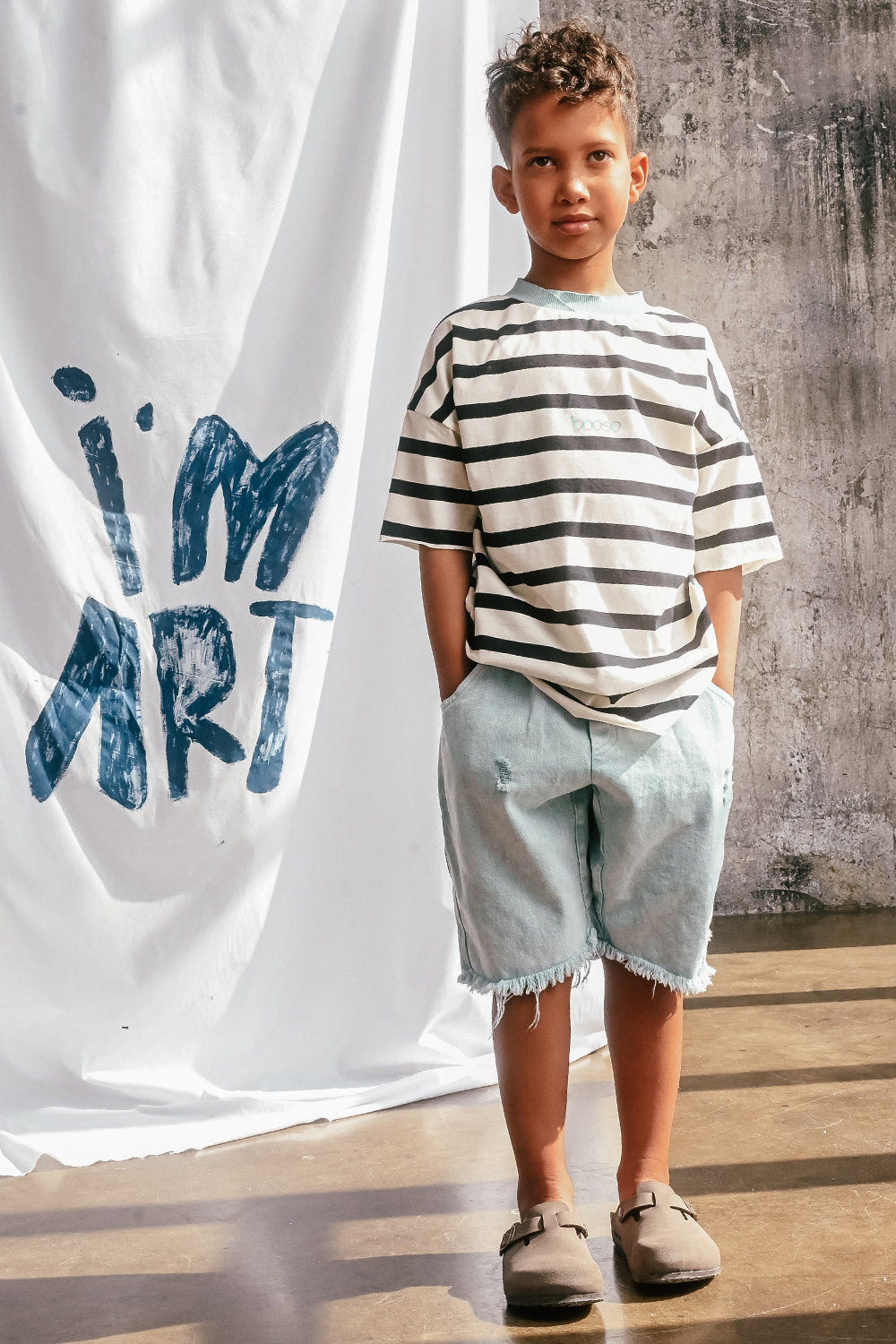 szorty dziecięce - JEANS MINT SHORTS