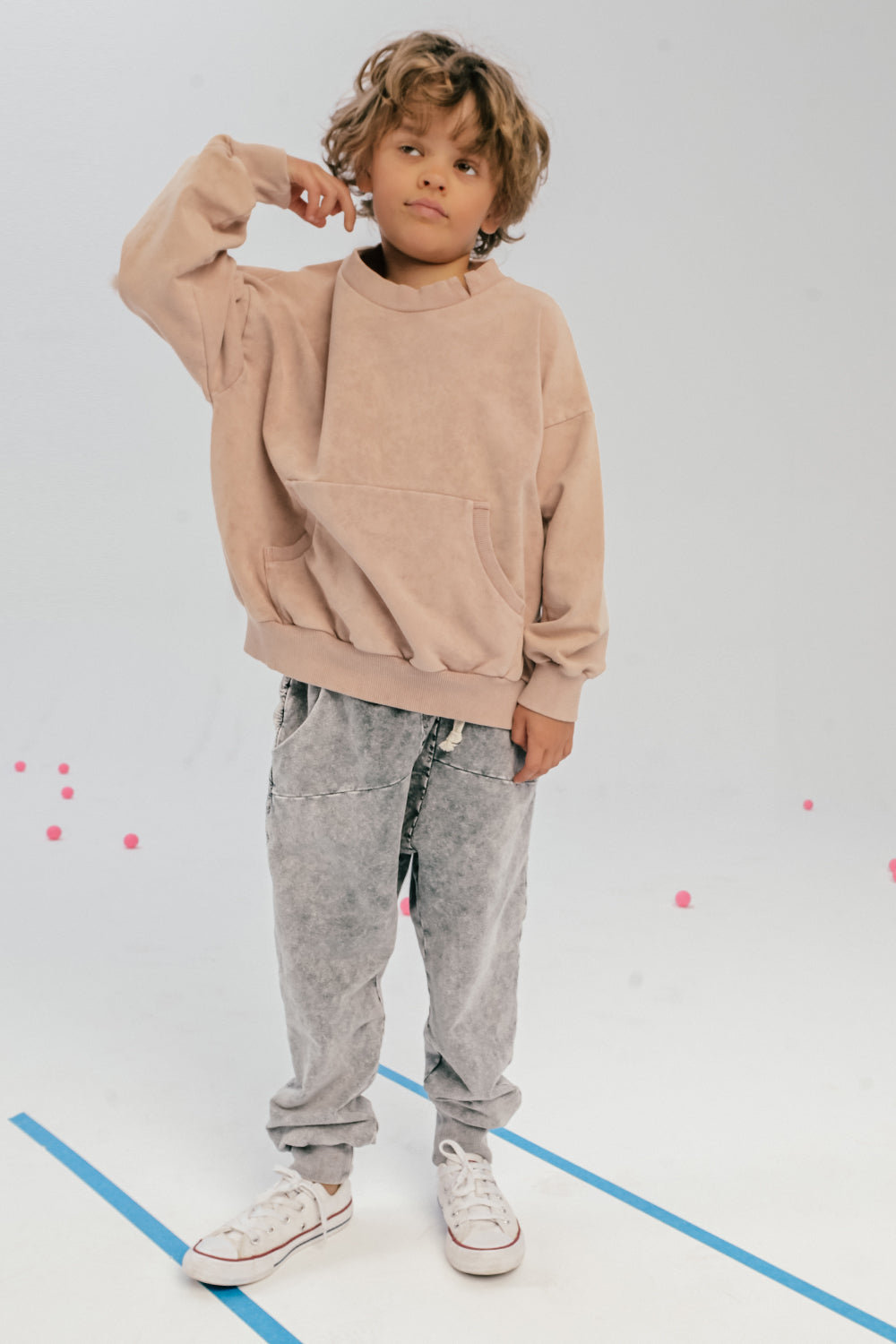 spodnie dziecięce -  STRIPED PANTS light gray