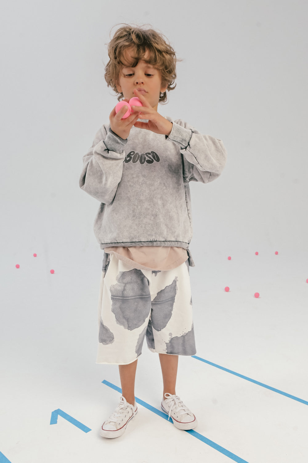 szorty dziecięce - CLOUD SHORTS ecru/gray