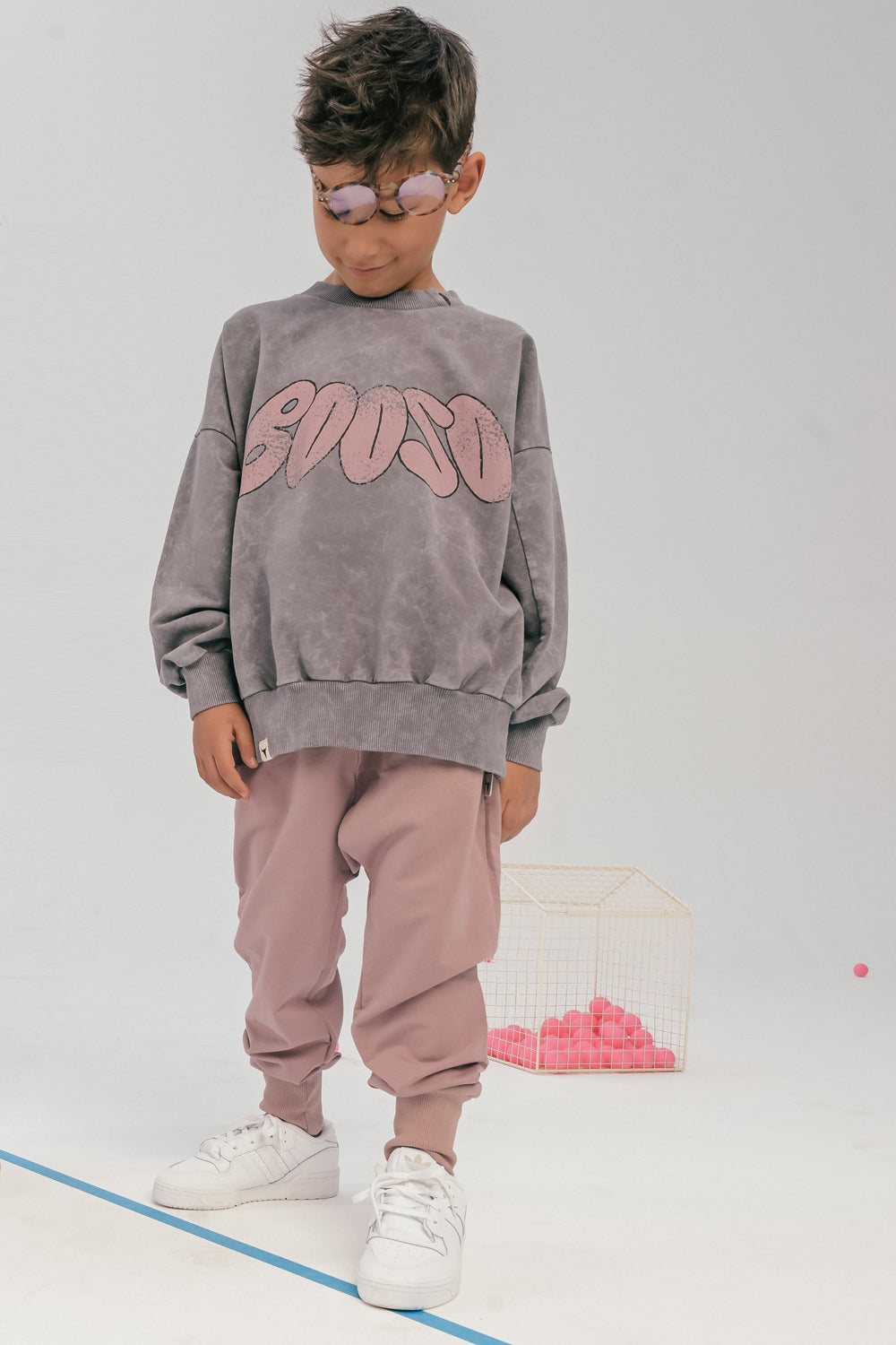 bluza dziecięca- BOOSO SWEATSHIRT ACID graphite/pink