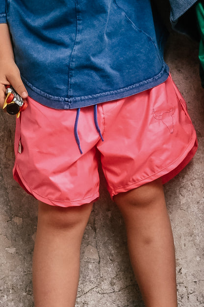 szorty kąpielowe dziecięce - NEON PINK SWIM SHORTS