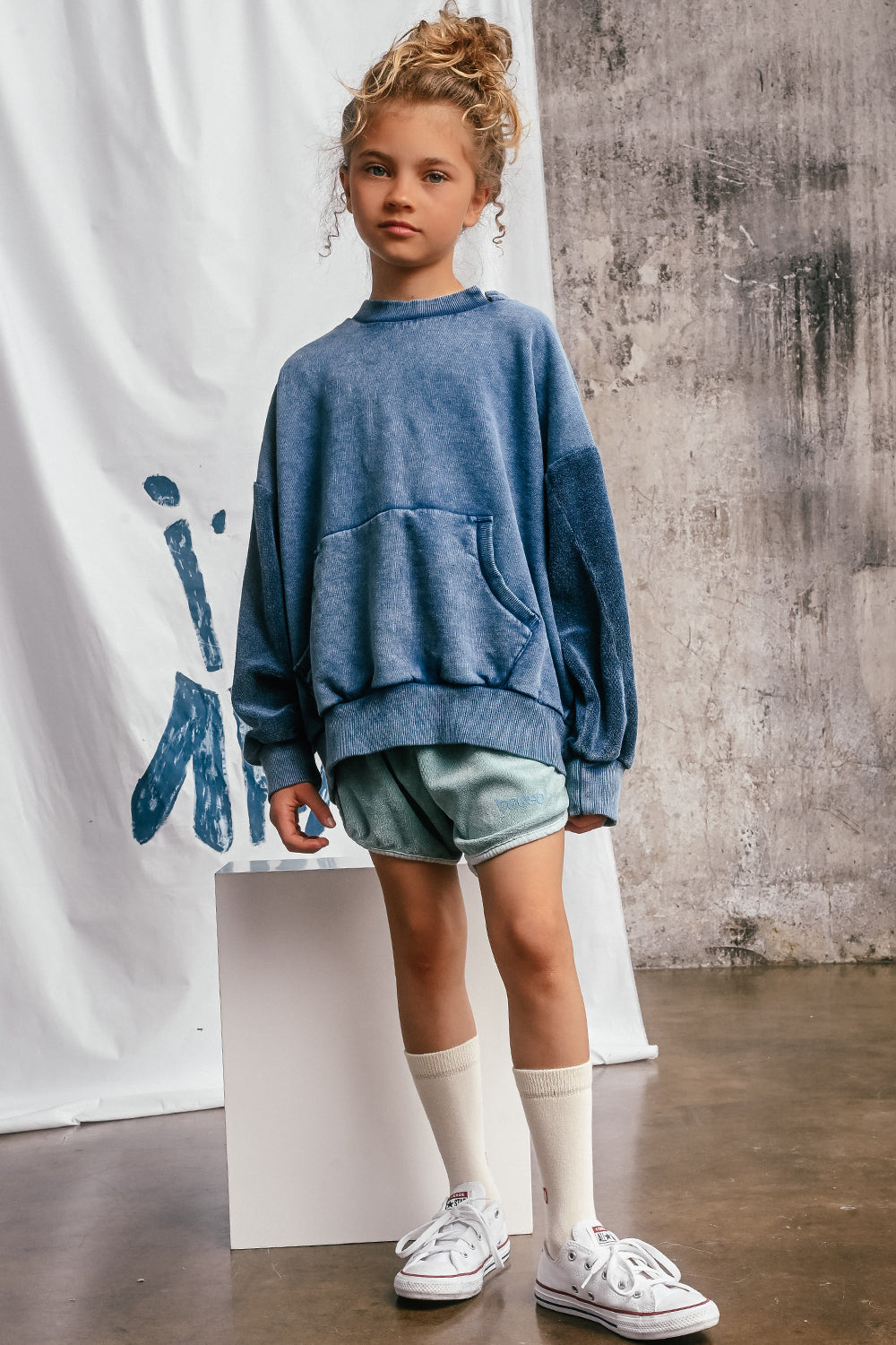 szorty dziecięce- TERRY MINT SHORTS