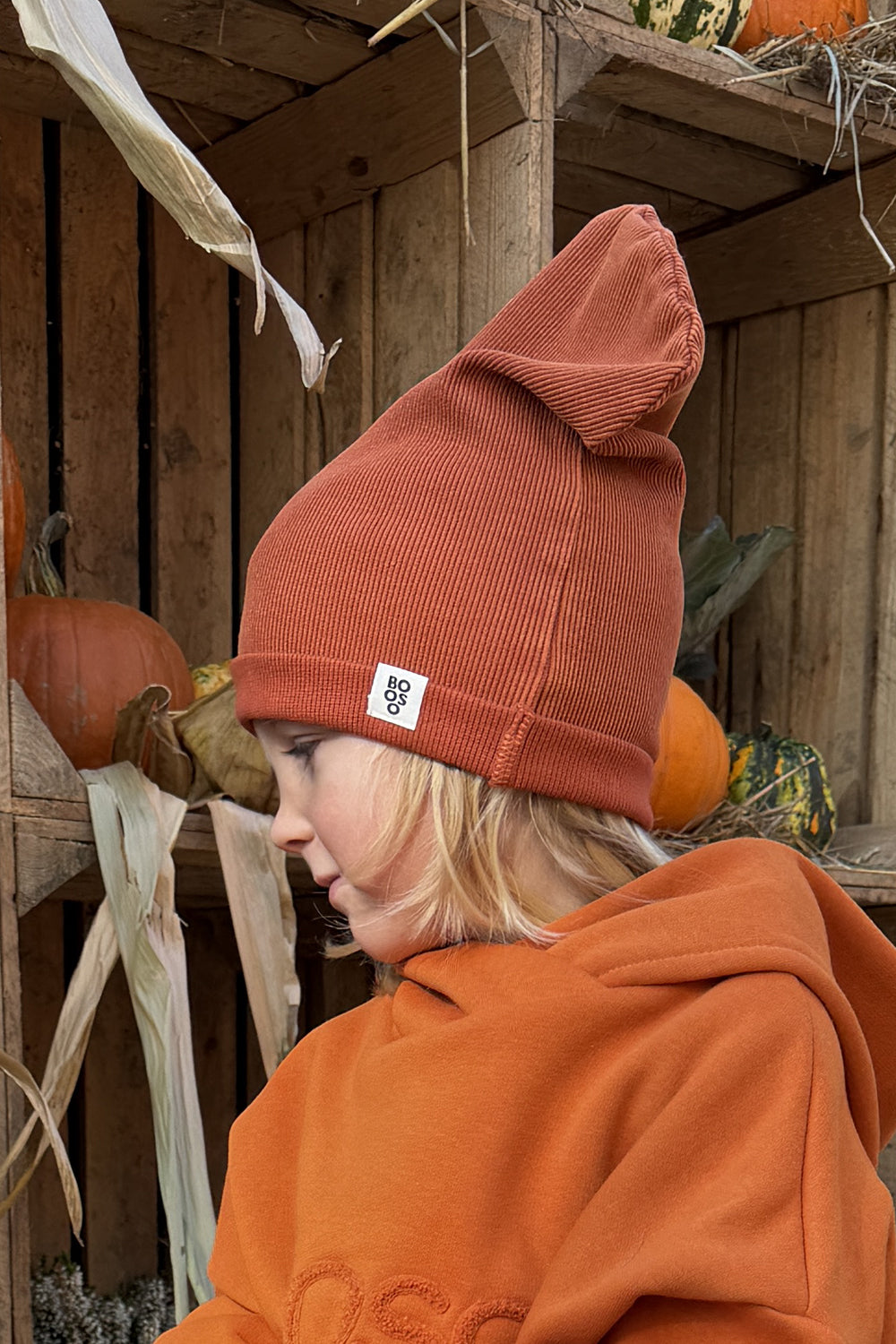 czapka dziecięca- RIBBING BEANIE dark orange