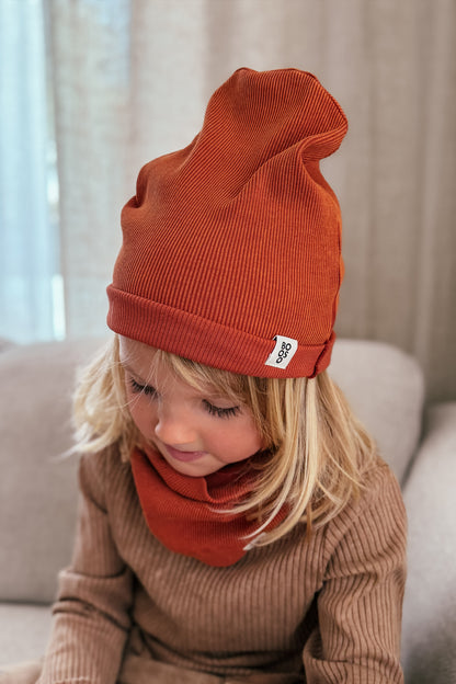 czapka dziecięca- RIBBING BEANIE dark orange