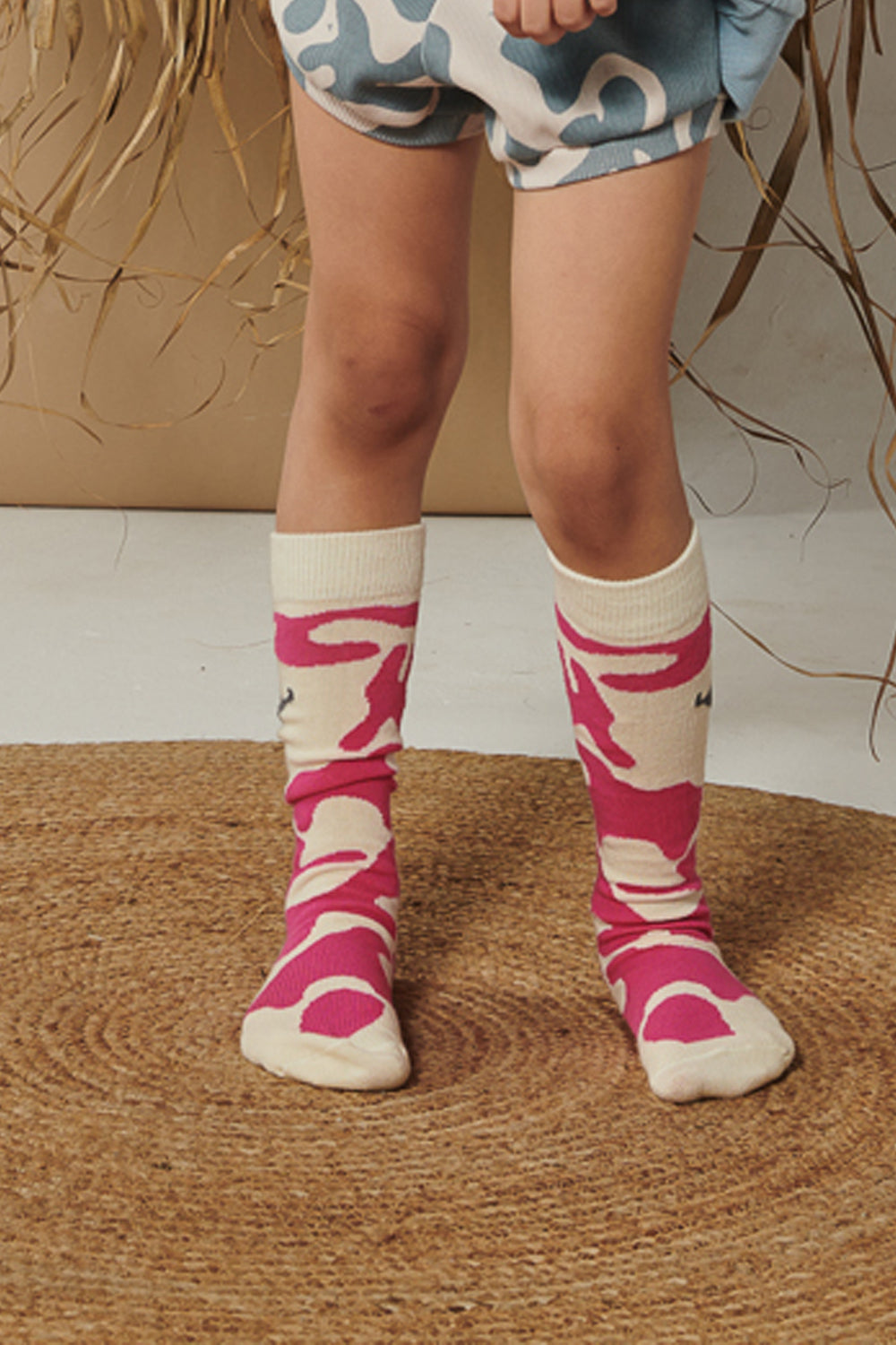 skarpety dziecięce - Splash SOCKS ecru/pink