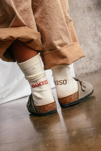 skarpetki dziecięce- DOUBLE SOCKS ecru/red/beige