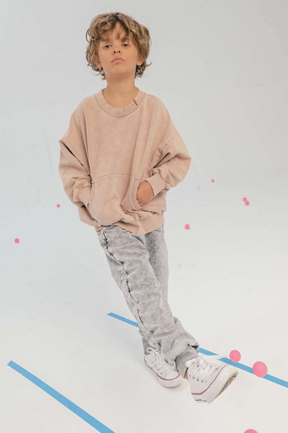 spodnie dziecięce -  STRIPED PANTS light gray