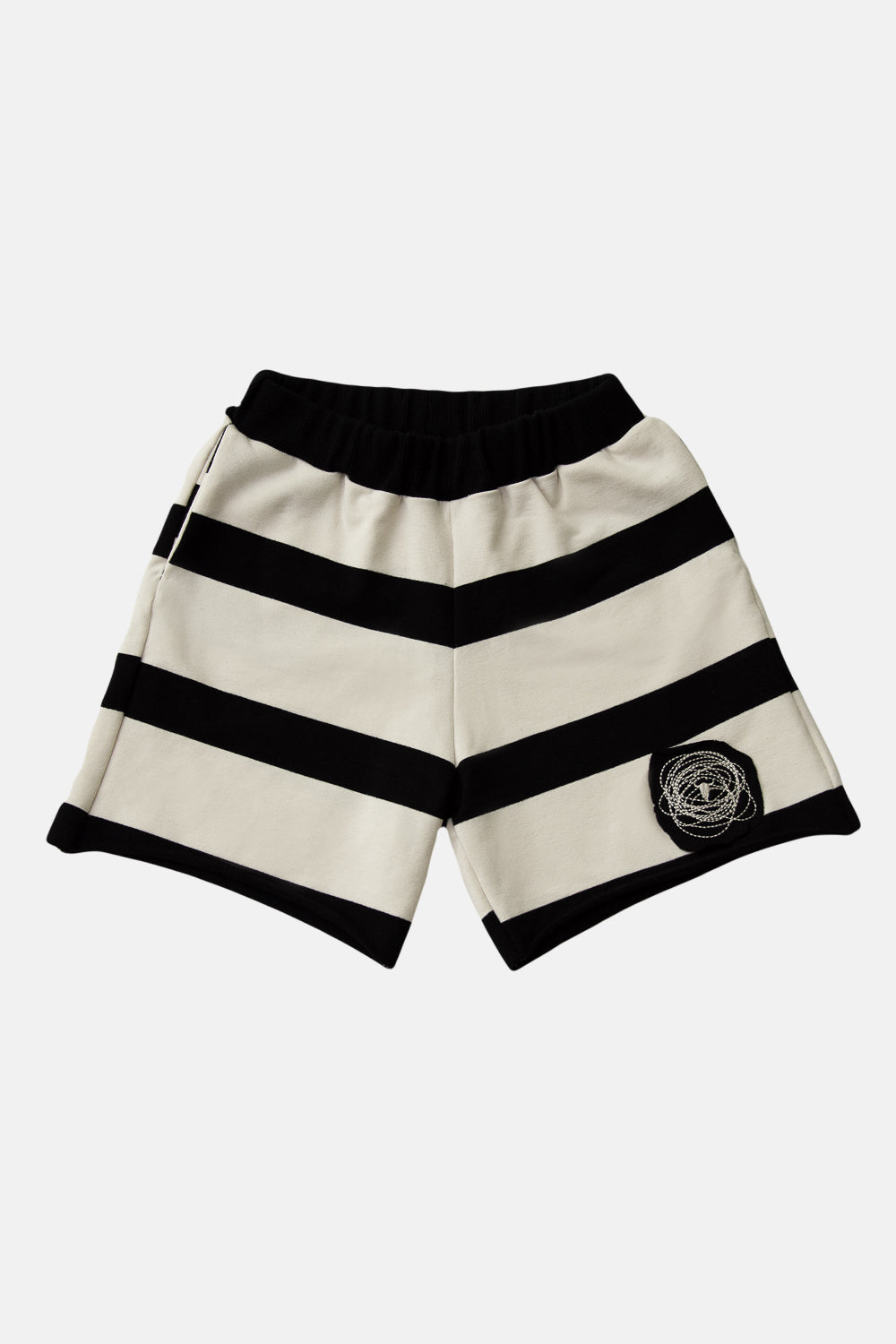 szorty dziecięce - STRIPED SHORTS ecru/black