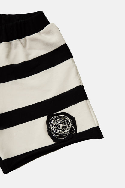 szorty dziecięce - STRIPED SHORTS ecru/black