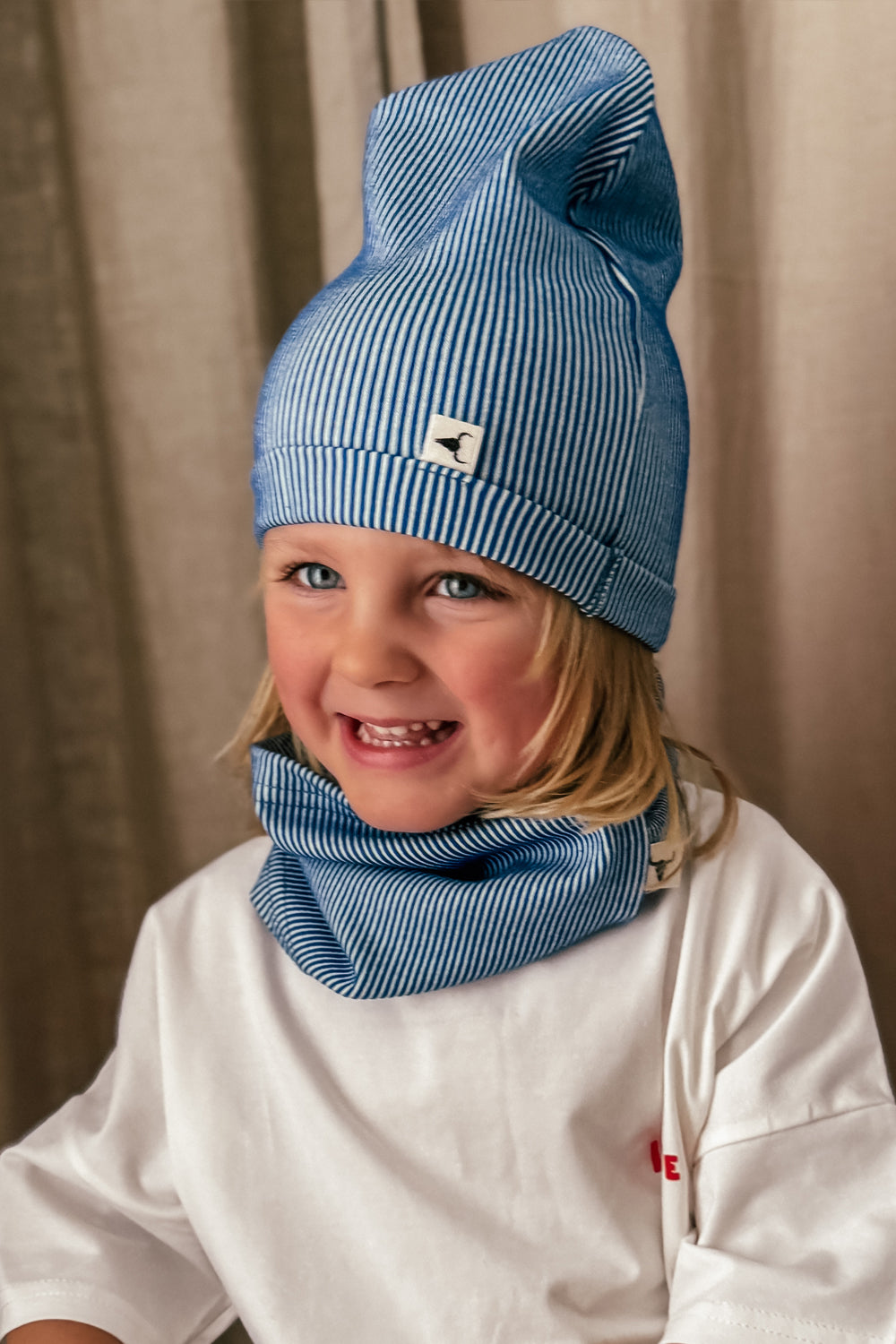 czapka dziecięca- RIBBING STRIPE BEANIE blue/white