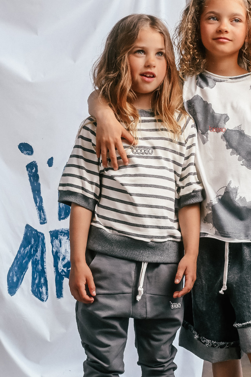 koszulka dziecięca- STRIPED TEE ecru/gray