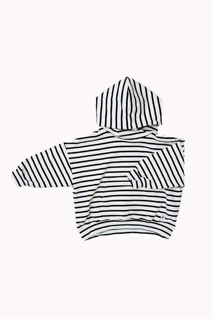 bluza dziecięca- OVERSIZE STRIPED HOODIE black/white