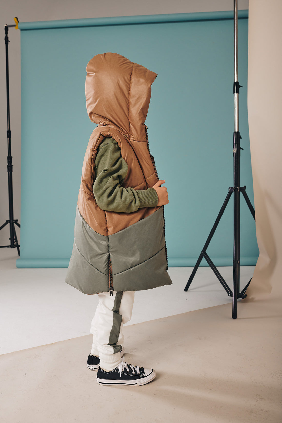 spodnie dziecięce- VELVET STRIPE PANTS  beige/khaki