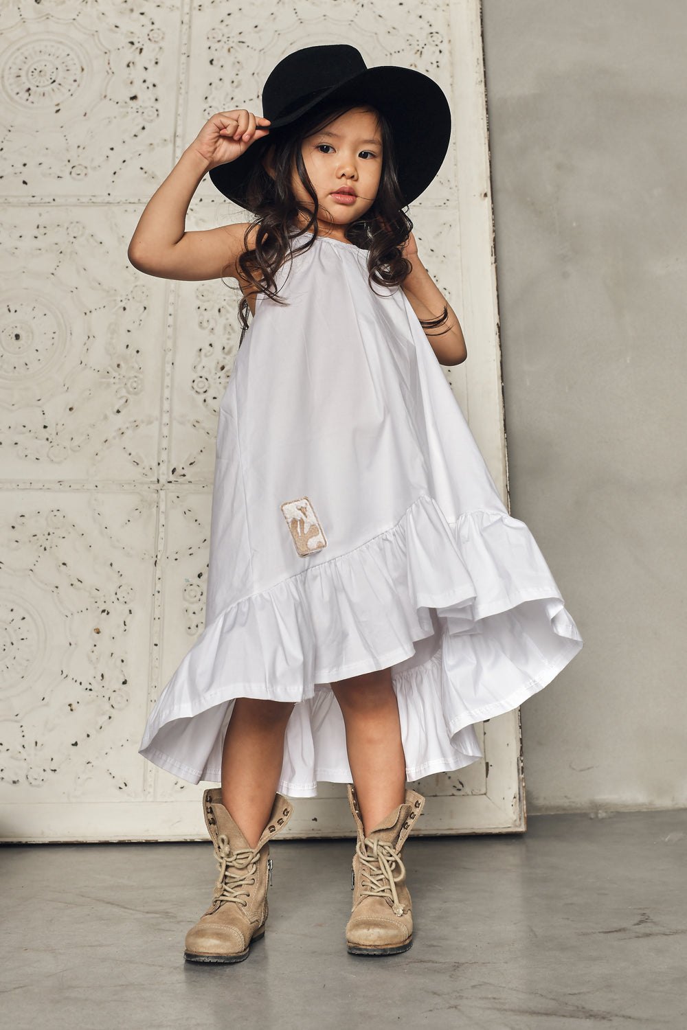 sukienka dziecięca- WAVE LONG DRESS white