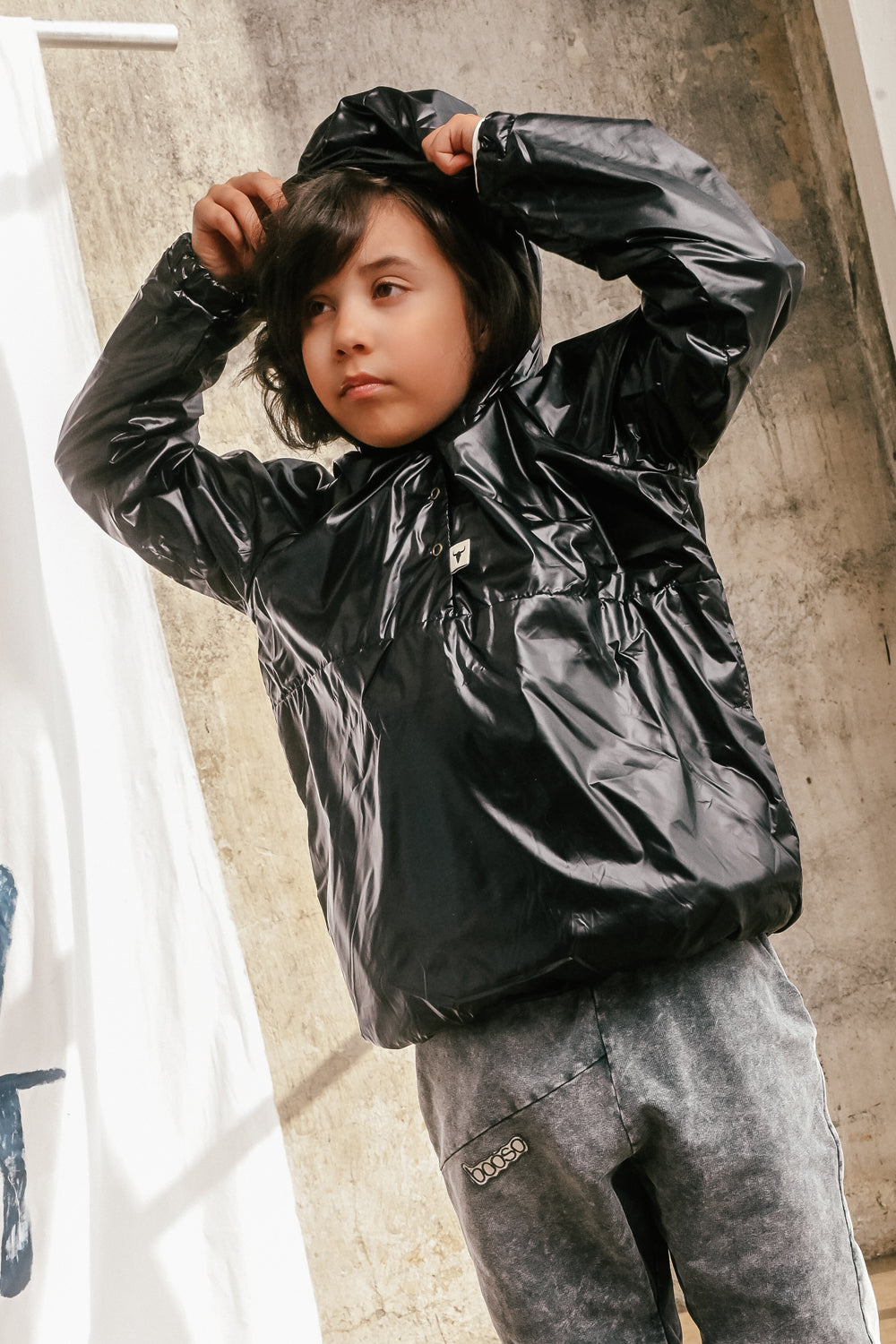 wiosenna kurtka dziecięca- BLACK WIND COAT