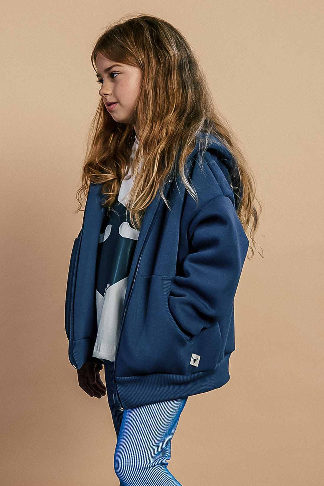 bluza dziecięca- WARM ZIP HOODIE indygo