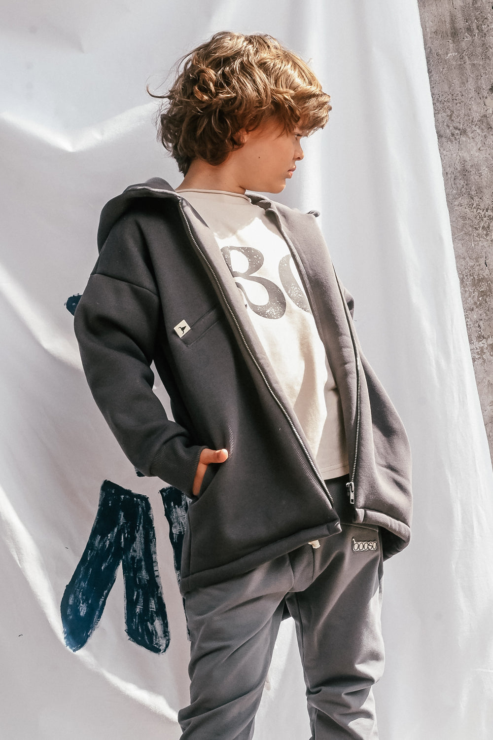 bluza dziecięca- ZIP CLASSIC HOODIE graphite