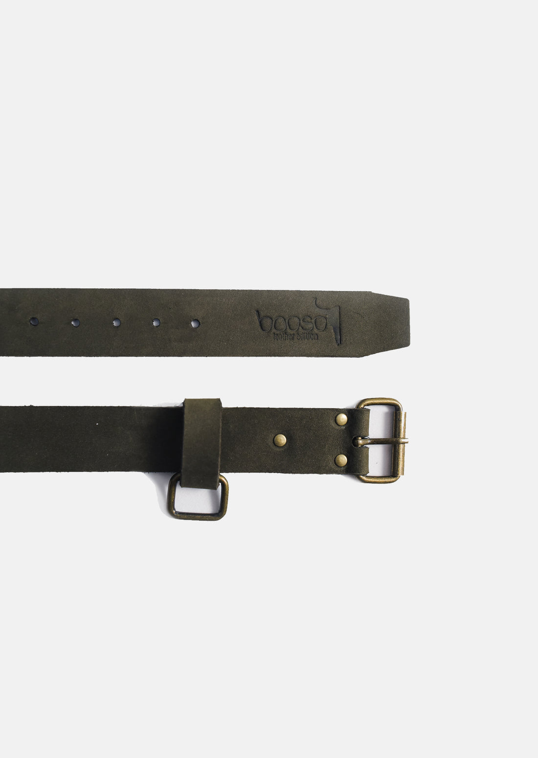 pasek dziecięcy- LEATHER BOOSO BELT khaki