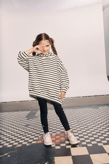 bluza dziecięca- OVERSIZE STRIPED HOODIE black/white